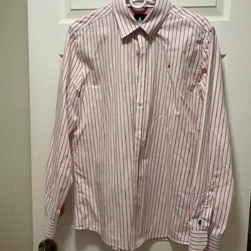 GAASTRA Red/White Stripe Button Down Dress Shirt , Size L